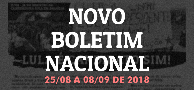 Boletim nacional da JR, 25 de agosto a 08 de setembro de 2018 Boletim nacional da JR, 25 de agosto a 08 de setembro de 2018